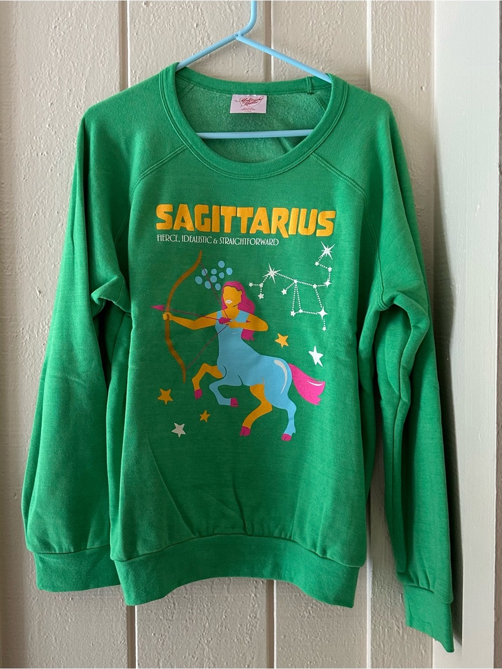 EXCELLENT MIDNIGHT RIDER ANTHROPOLOGIE GREEN SWEATSHIRT ZODIAC. XL